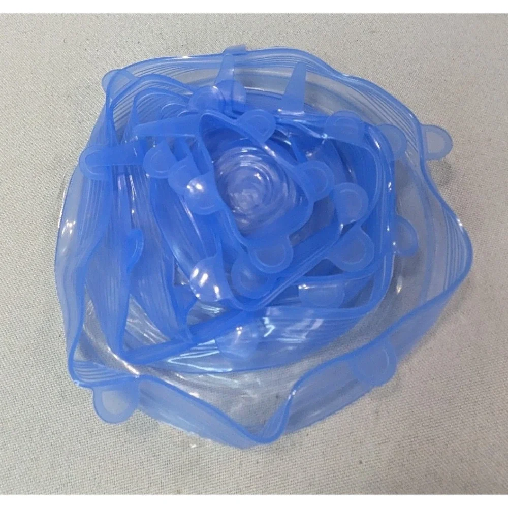Silicone Stretch Lids Set of 6 Blue Excellent Reusable Food Covers